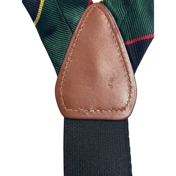 Mens Huntington Suspenders With Leather Loops & Adjustable Straps Navy & Striped - Picture 8 of 9